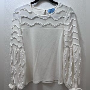 CeCe womens long sleeved white blouse size XS